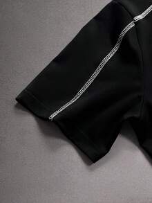 STYNVO Men's Casual Contrast Stitching Short Sleeve T-Shirt Set - Black - View 3