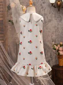 SHEIN 少女碎花无袖休闲连衣裙，彼得潘领 - 彩色 - 查看 7