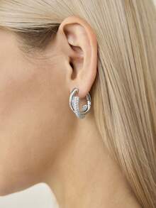 MOTF PREMIUM SILVER ZIRCONIUM U TEMPERAMENT EARRINGS - Silver - View 1