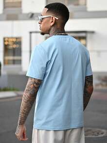Devon Thys Light Blue Label 男士白色圆领 T 恤（面料） - 淺藍色 - 查看 2