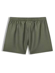 ZELFYO 男士侧条纹抽绳腰带口袋沙滩短裤 - 軍綠色 - 查看 2