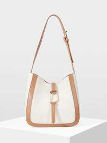 MOTF PREMIUM BOLSO DE HOMBRO PARA MUJER, BOLSO DE CUBO SIMPLE PARA VIAJES - Beis - Ver 3