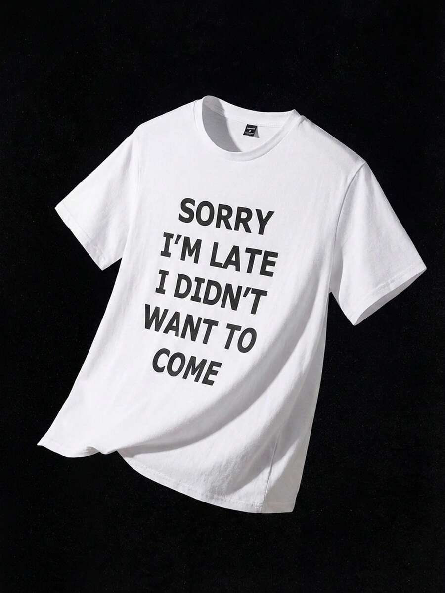 NEON BLANC Men's Round Neck Letter Print Casual Versatile Daily Wear Short Sleeve T-Shirt - White - View 1