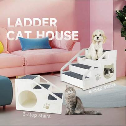 1pc Foldable 3/4-Step Pet Stairs For Cats/Dogs - Anti-Slip Thickened Plastic Sofa/Escalera /Cama Perro, Lightweight Design For Small/Senior Pets, Rampa , Cama Gato, Escalera