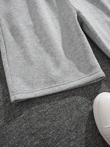 Manfinity Dauomo Men's Casual Shorts, Gray, Khaki, Fashion Versatile, Sports Style - Light Grey - View 5