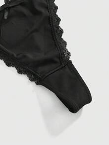 1 chiếc quần lót lọt khe ren Gothic dành cho nữ - màu đen - Xem 4