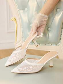 CUCCOO HITCHD Women's Pointed Toe Elegant Commuting High Heel Mules - White - View 1