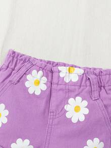 SHEIN Playful Pals 女婴吊带短裤套装 春夏新款 甜美清新雏菊印花无袖上衣 紫色短裤 舒适优质棉质 日常基础款 上学服 度假棉质春夏装 女婴两件套 儿童女童套装 女婴服装 夏季女婴服装套装 春季女童服装 - 紫色 - 查看 5