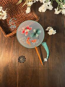 1把丝绸竹制双面苏州刺绣花卉圆扇古典舞蹈汉服婚礼家居装饰派对中国复古 - A - 查看 4