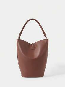 SHECARRY Women's Casual Bucket Shoulder Bag, Suitable For Daily Commute - Brown - View 4