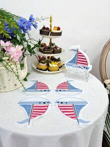 Joivida 1 pieza Servilletas de fiesta con forma única de velero, adecuadas para cumpleaños, fiestas de bebé, decoración festiva, apropiadas para pastelerías, cafeterías, restaurantes, Halloween, Navidad y suministros para fiestas - Tejido de color de forma especial de velero de dibujos animados - Ver 5
