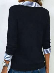 EMERY ROSE Áo kiểu nữ 2 trong 1 phối nhiều mảnh, đa năng cho mặc hàng ngày. - Màu xám đen - Xem 2