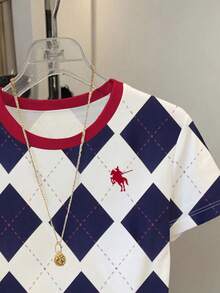 Resyla Áo thun tay ngắn in họa tiết kim cương dáng rộng, cỡ lớn, thích hợp mặc mùa hè. - Nhiều màu - Xem 3