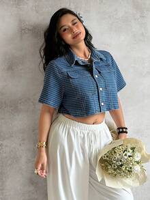 Sunnyshic New Vintage Stylish Loose Denim Jacket For Summer - Blue - View 6