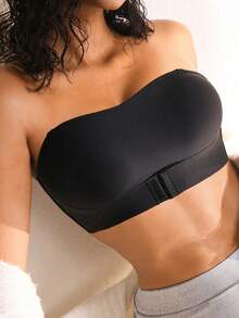 NudeFit Set de 2 piezas de sujetador sin tirantes antideslizante con tirantes transparentes desmontables y pezoneras, para verano - Blanco y Negro - Ver 7