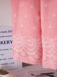 SHEIN Tween Girls' Blue Vacation Style Comfortable Halter Neck Shirt + Pants Set, Embroidery & Placement Print Bohemian Style, Suitable For Beach Holiday - Pink - View 8