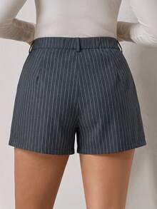 Chikora 大码女式条纹宽松休闲百搭短裤 - 黑色 - 查看 2