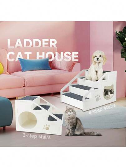 1pc Foldable 3/4-Step Pet Stairs For Cats/Dogs - Anti-Slip Thickened Plastic Sofa/Escalera /Cama Perro, Lightweight Design For Small/Senior Pets, Rampa , Cama Gato, Escalera