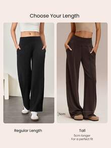 GLOWMODE 32'' Tall SoftCalm Modal Glow Soft Silky-Soft Smooth Breathable Relaxed Fit High-Rise Waist Side Pockets Tall Wide Leg Lounge Pants Daily Casual Wear - Brown - View 3