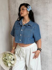 Sunnyshic New Vintage Stylish Loose Denim Jacket For Summer - Blue - View 7
