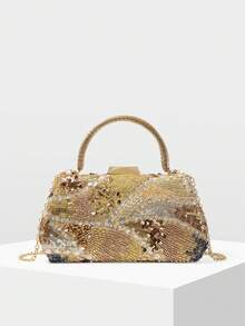 MOTF LADIES' BANQUET BAG, LADIES' HAND-HELD BAG, LADIES' HANDBAG - Gold - View 3