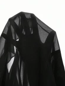 LYSMO Blusa con bufanda anudada minimalista para mujer talla grande - Negro - Ver 7