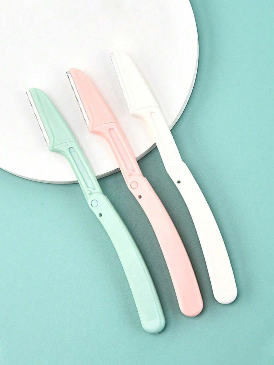 Portable Eyebrow Trimmer, Set Of 3, Foldable Eyebrow Razor Blades, Makeup Tool For Women - Multicolor - View 1