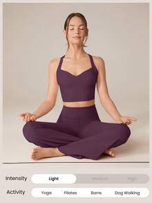 GLOWMODE FeatherFit™ See You Around 露背吊带运动文胸，轻度支撑，适合低强度瑜伽 - Bold Plum - 查看 5