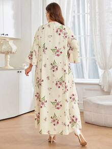 SHEIN Najma Đầm nữ cỡ lớn cổ chữ V in hoa, kiểu dáng thường ngày, thích hợp cho tiệc tùng và đi chơi. - Hồng - Xem 2