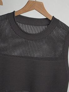 Franclia Women's Summer Vacation Casual Hollow-Out Knit Vest & Skirt 2 Pieces Set - Maroon - View 5