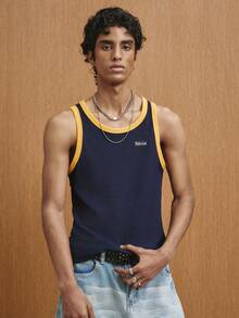 TOKVUE 男士极简主义刺绣背心 - 寶藍色 - 查看 5