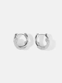 MOTF PREMIUM SILVER ZIRCONIUM U TEMPERAMENT EARRINGS - Silver - View 2