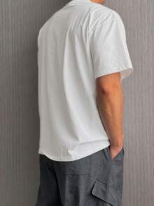 DAZY Men's Letter Embroidered Light Grey T-Shirt, Summer - Grey - View 5