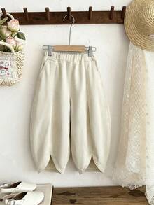 Quần jean ống rộng màu kaki nhạt cho bé gái - Màu Khaki - Xem 9