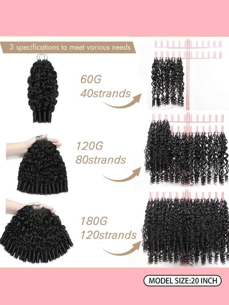 Boho Braids 缅甸卷曲人发钩编接发，100%真人发，60克，18英寸，沙龙级丝滑水润卷发，3c4a发质，轻盈可重复使用，天然黑色，优质真人发接发，适合女性长期佩戴和造型。 - Natural Black - 查看 6