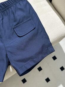 SHEIN Souflis 男婴恐龙印花短袖Polo衫和短裤休闲套装 - 淺灰色 - 查看 8