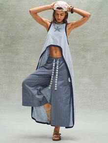 Bohemela Women's Casual Woven Striped Loose Wide-Leg Pants - Multicolor - View 5