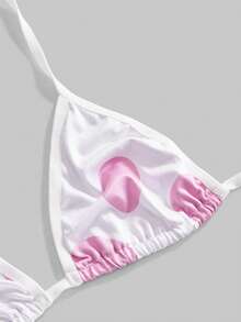 ROMWE Kawaii 性感奶牛印花蝴蝶结文胸和内裤套装，女士诱人内衣，万圣节 - 彩色 - 查看 3