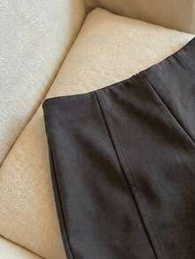 Franclia Shorts de mujer con cintura ajustada, abertura y versátiles - Gris - Ver 5
