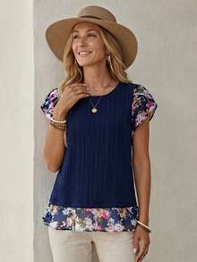 EMERY ROSE 可爱教师校服外出度假乡村音乐会西部风波西米亚风教师衬衫复古锐舞音乐会夏威夷教师趣味衬衫早午餐锐舞节俱乐部飘逸上衣度假西部复古波西米亚风衬衫 - 彩色 - 查看 5