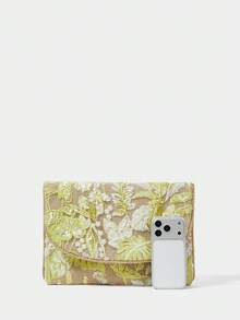 SHECARRY 女士花卉图案手拿包，适合日常使用，图案随机，优雅手拿包，情人节女士礼物，精致花卉包 - 淺綠色 - 查看 4