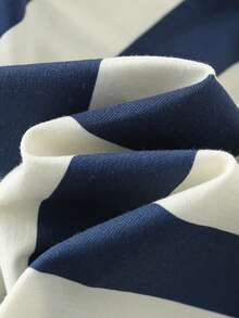 Cozy Pixies Baby Boy Cartoon Bear Striped Lapel Short Sleeve Romper - Blue - View 8