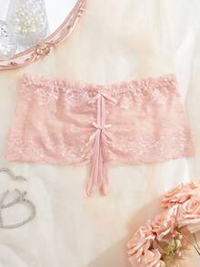 SHEIN Lencería de encaje sexy (estilo Día de San Valentín) para salir - Rosa vieja - Ver 1