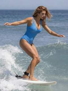 Swim SPRTY 2026 SUMMER NEW Women's Textured Backless One-Piece Surfing Suit Women's Sexy Backless Criss-Cross Strap Color Block Trim One Piece Swimsuit, Summer Beach Wear Cashew Pattern Fabric Sportswear - Teal Blue - View 3