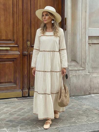 Hansera Comfortable Linen Maxi Skirt With Woven Belt, Flattering & Relaxed For Vacation