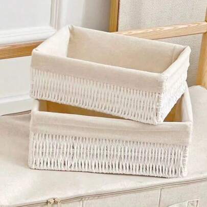 3件套1件手工编织收纳篮桌面整理托盘，可收纳化妆品、钥匙、零食，家居装饰，适用于客厅、卧室、办公室，情人节礼物、节日礼物