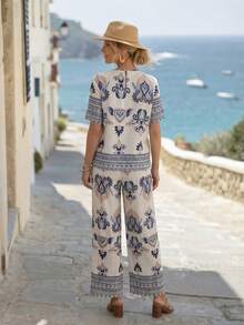 EMERY ROSE Women's Casual Vacation Printed Top & Pants 2 Pieces Set - Multicolor - View 2