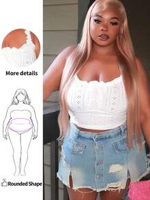 Enliva Plus Size Romantic White Semi-Sheer Ruffle Trim Camisole, Fashion Versatile Summer Holiday Wear, For Apple Rounded Body Shape - White - View 7