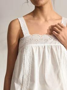 Ocili Women's Hollow Out Embroidery Camisole And Pants Pajama Set - White - View 6