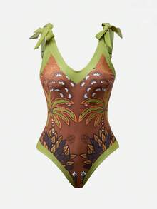 Swim Oasis Women's One-Piece Swimsuit "Palm Holiday": Palm Leaf Pattern Exudes Island Vibes, Instantly Evoking Sunny Beaches - Multicolor - View 4
